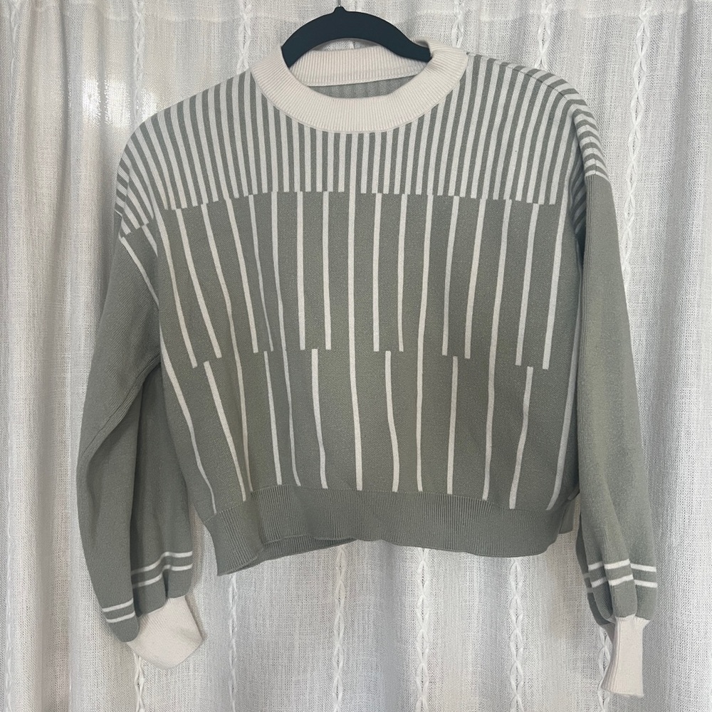 Striped Pale Green and White Sweater